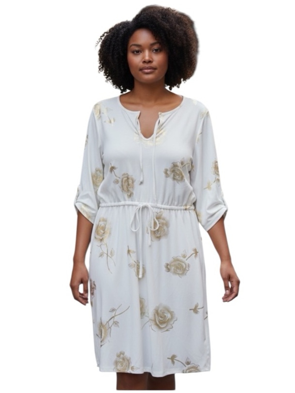 New Alex & Parker White and Gold Floral Dress size XL